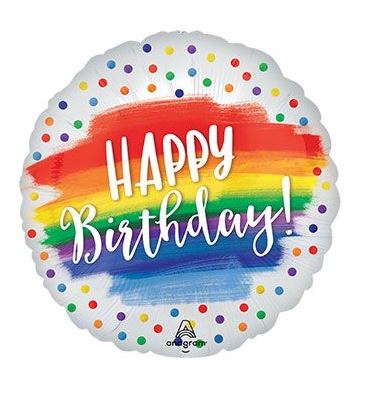 HAPPY BIRTHDAY RAINBOW CONFETTI DOTS 18INC